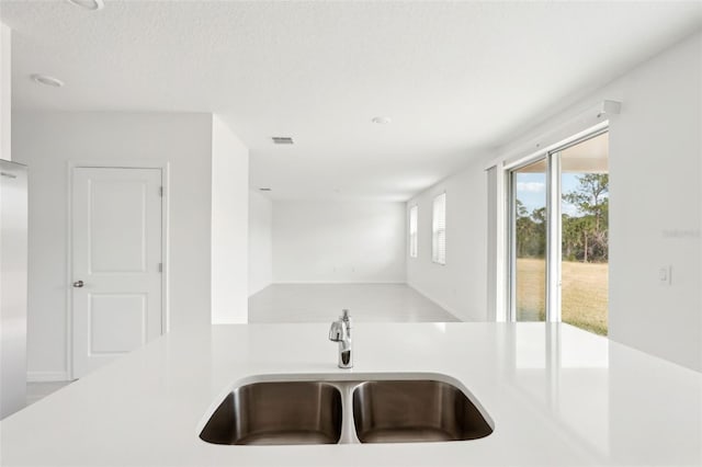 kitchen with a textured ceiling and sink