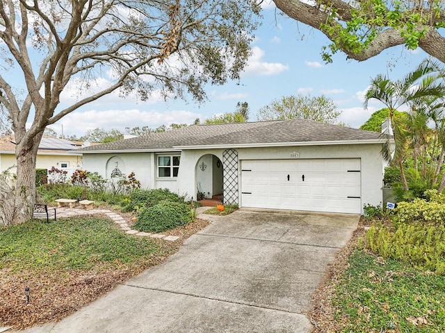 single story home with a garage