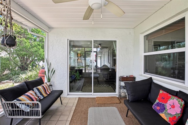 sunroom featuring wooden ceiling