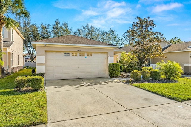 ranch-style house with a front lawn