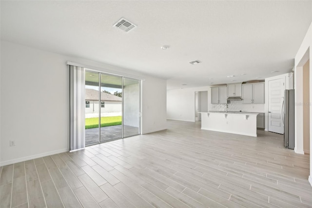 unfurnished living room featuring light hardwood / wood-style floors