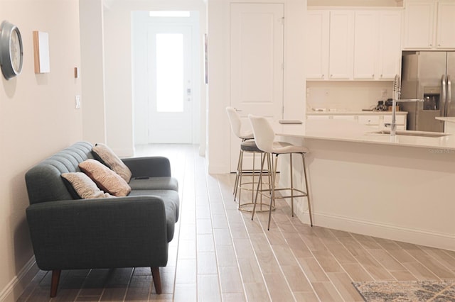 living room featuring light wood-type flooring