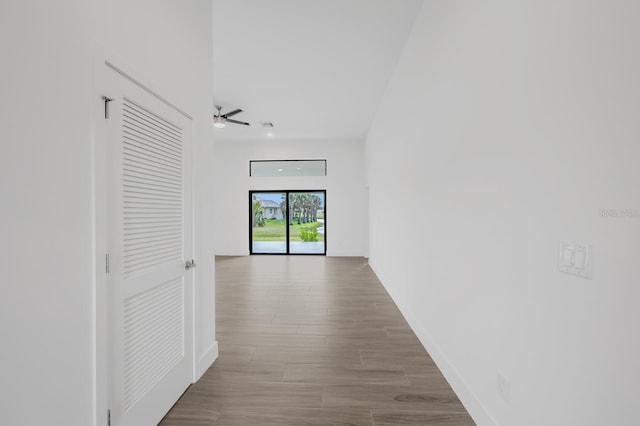 hall featuring wood-type flooring