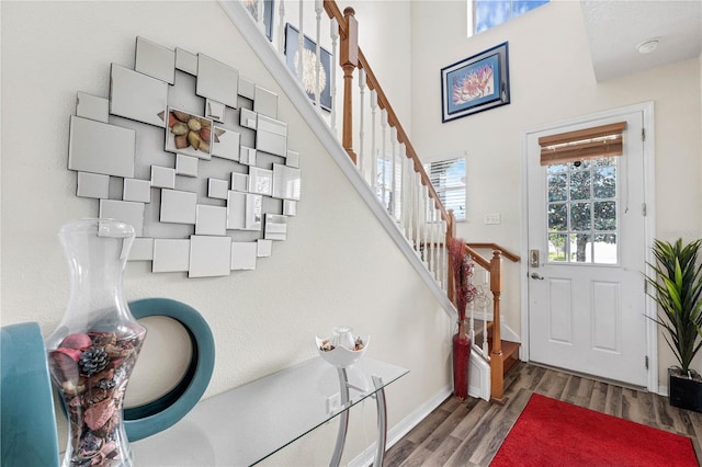 entryway with dark hardwood / wood-style floors