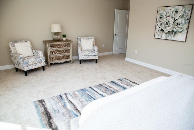 sitting room with carpet flooring