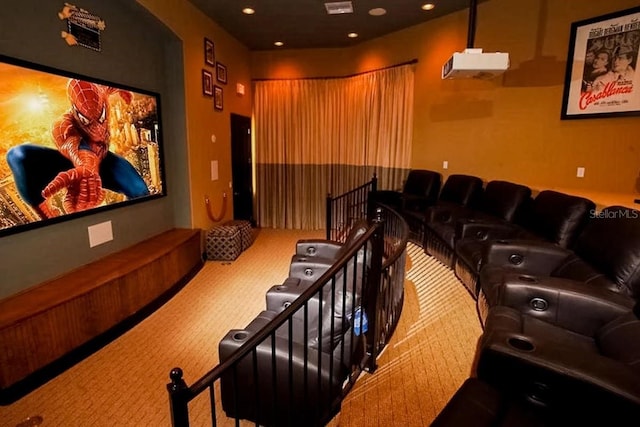 view of carpeted home theater room