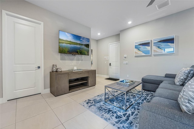 view of tiled living room