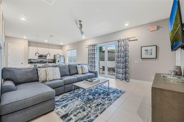 view of tiled living room