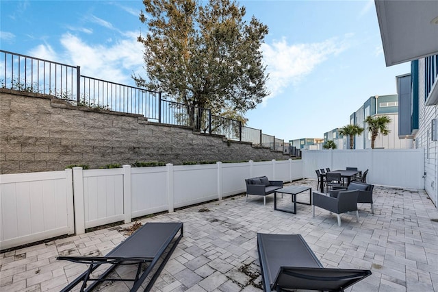 view of patio featuring an outdoor hangout area