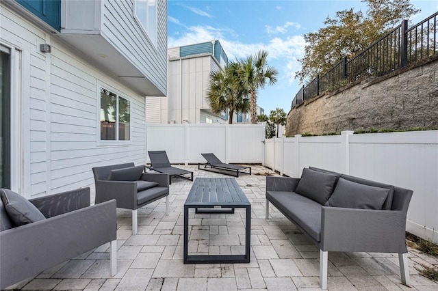 view of patio featuring an outdoor living space