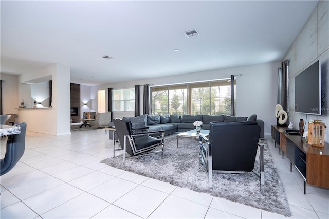 view of tiled living room