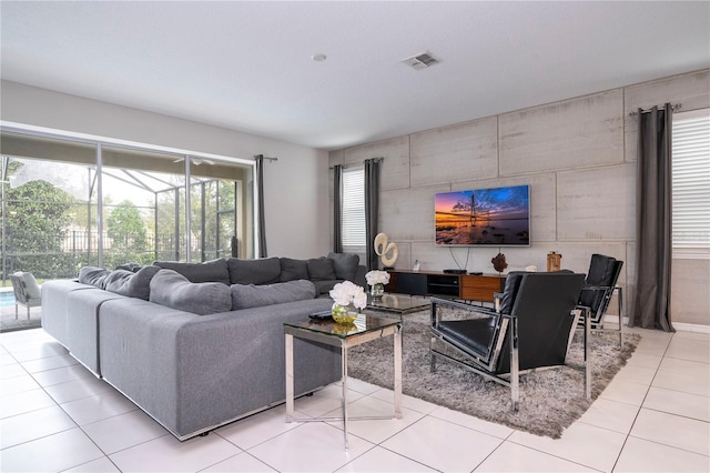 view of tiled living room