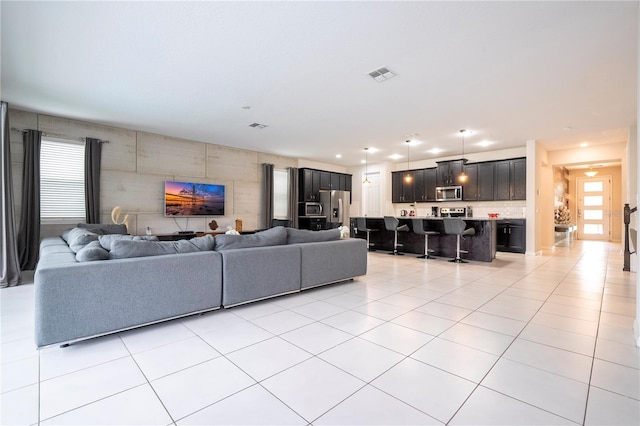 view of tiled living room