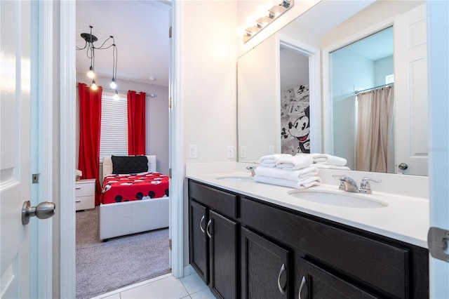 bathroom featuring vanity and tile patterned floors