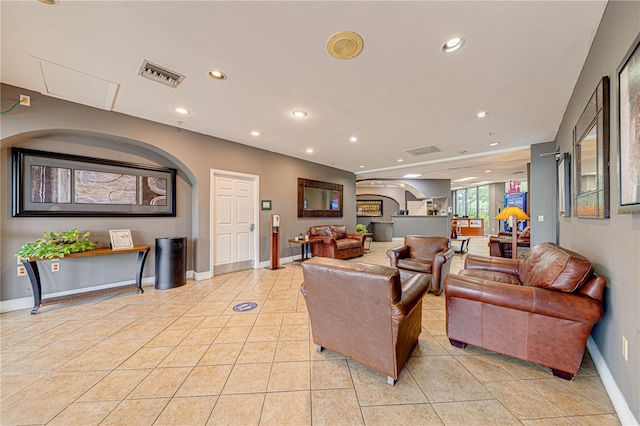 view of tiled living room