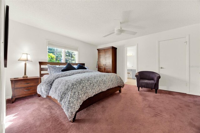 734 Riverbend Blvd, Longwood, FL 32779 - bedroom featuring carpet flooring, a textured ceiling, ensuite bath, and ceiling fan