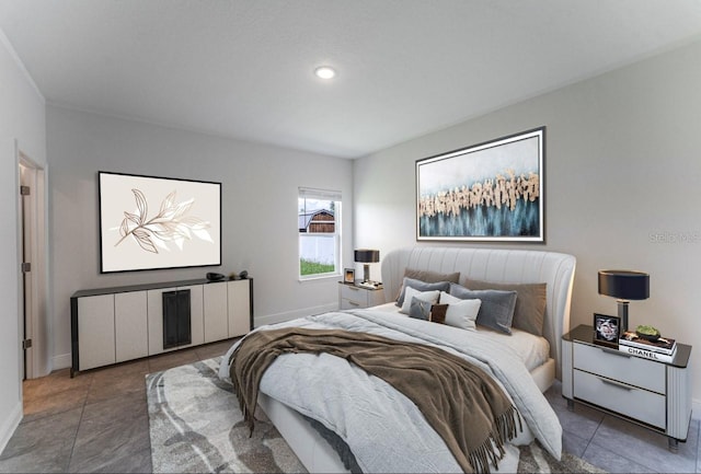 bedroom with tile patterned flooring