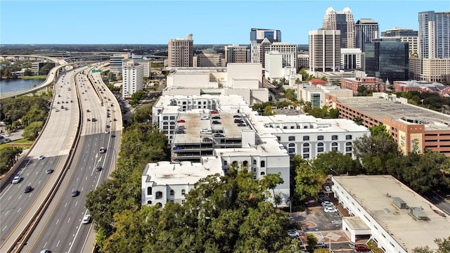bird's eye view with a view of city