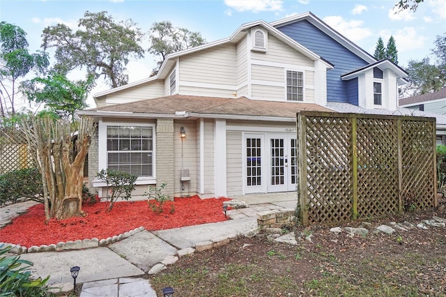 view of front facade with french doors