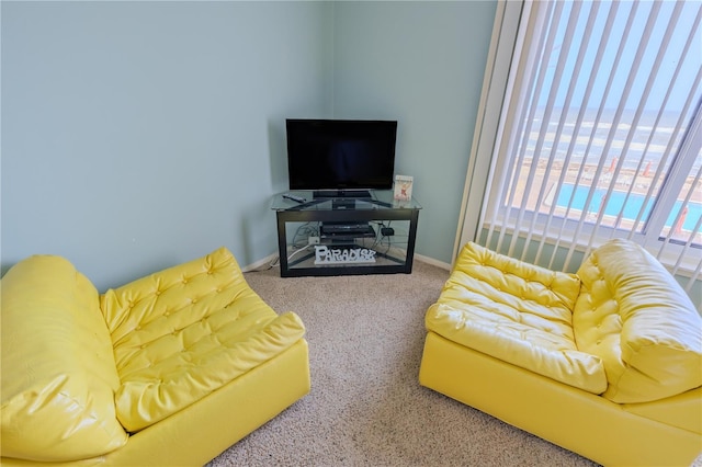 5501 S Atlantic Ave Unit 307, New Smyrna Beach, FL 32169 - carpeted living area with baseboards