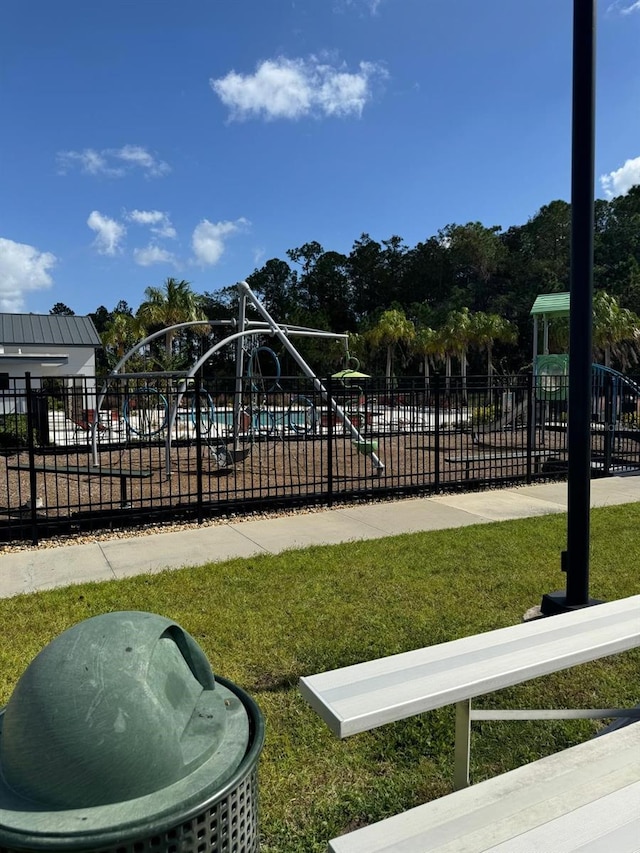 view of play area featuring a yard