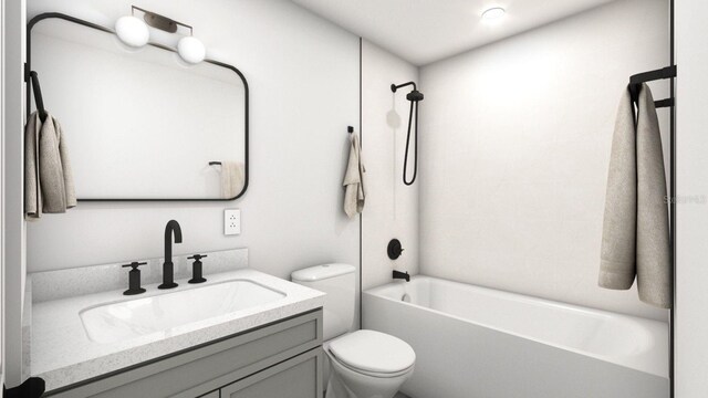 full bathroom with vanity, toilet, and shower / tub combination