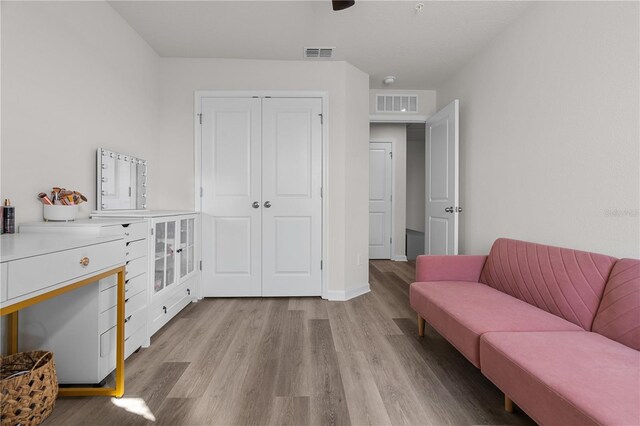 living area with light wood-type flooring