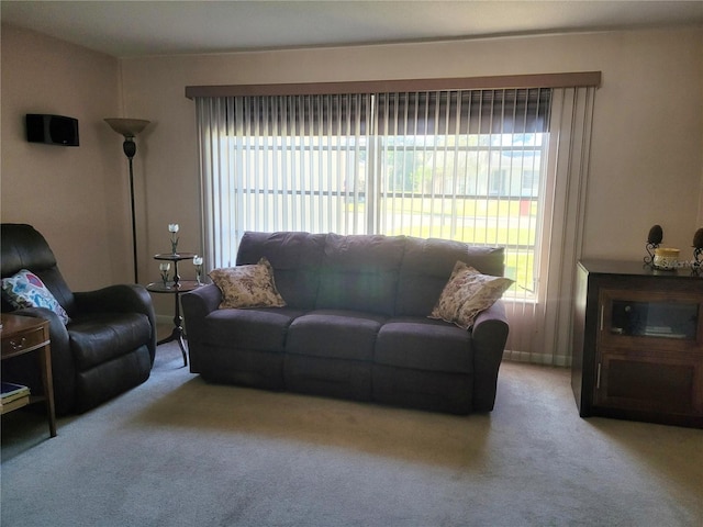 living room with light carpet