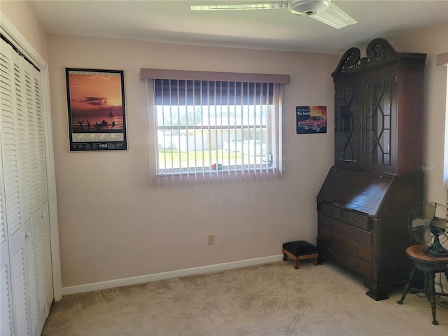 carpeted bedroom with a closet