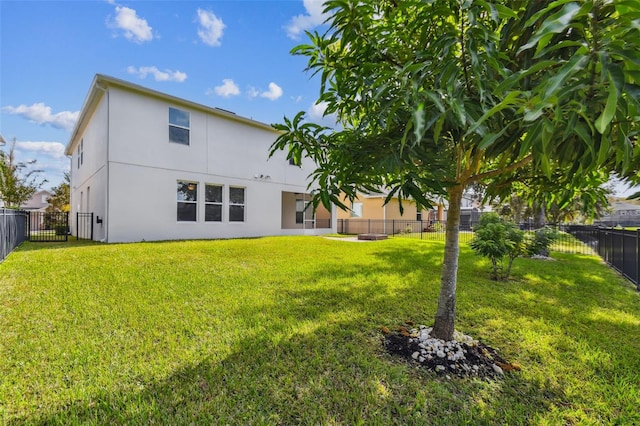 back of house featuring a yard