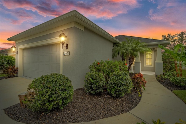 single story home with a garage