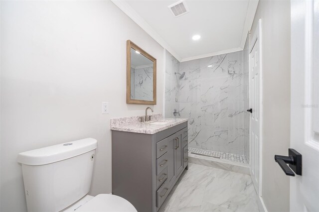 3703 Wade Rd, Orlando, FL 32808 - bathroom with marble finish floors, a stall shower, toilet, vanity, and recessed lighting