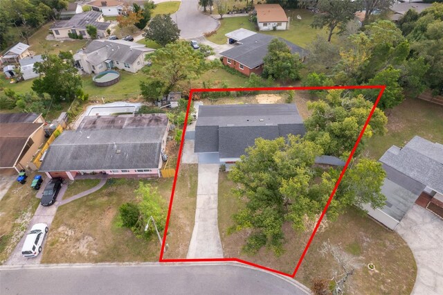 3703 Wade Rd, Orlando, FL 32808 - aerial view of residential area with property parcel outlined