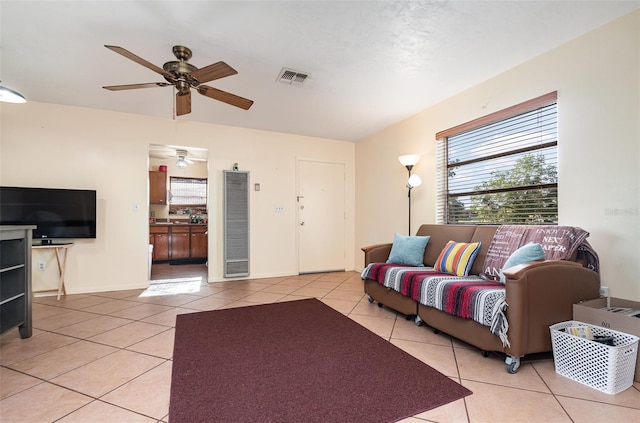 view of tiled living room