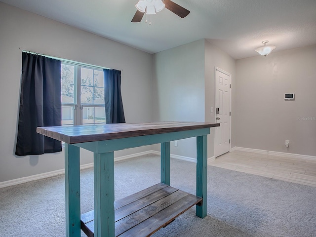 hallway with light colored carpet