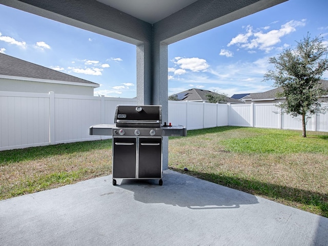 view of patio with area for grilling