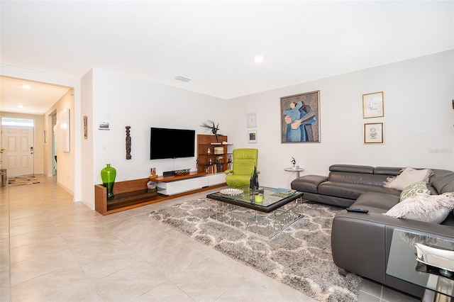 view of tiled living room