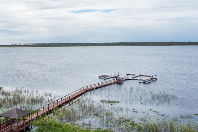 water view with a boat dock