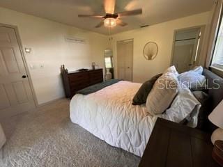 bedroom featuring carpet floors and ceiling fan