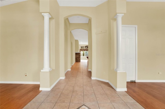 hallway featuring light wood-type flooring