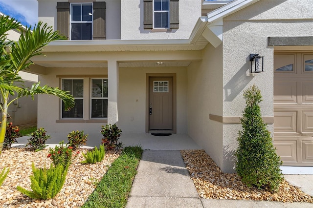 entrance to property with a garage