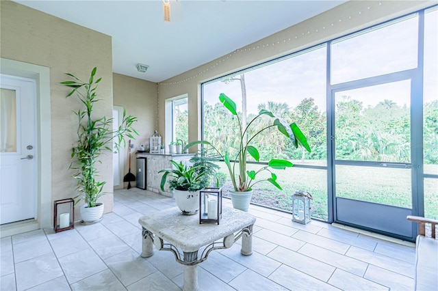 view of unfurnished sunroom