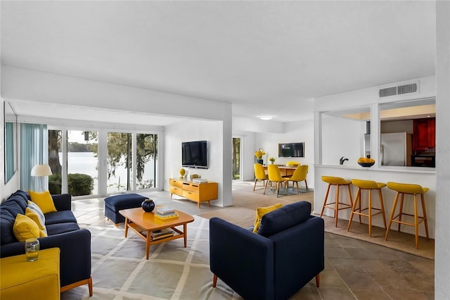 living room with french doors