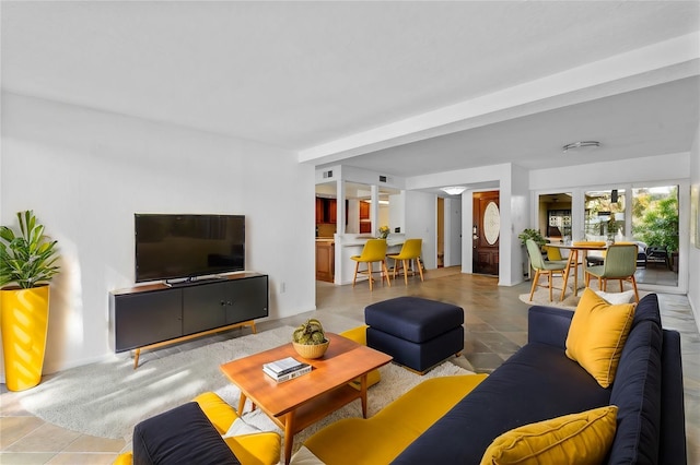 view of tiled living room