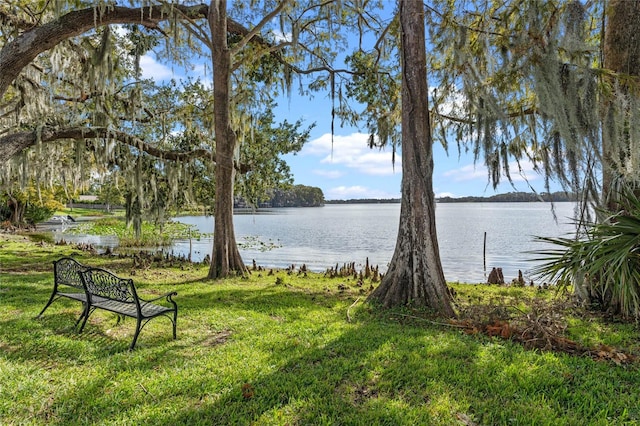 view of yard featuring a water view