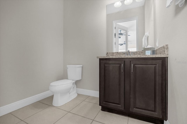 bathroom featuring tile patterned floors, vanity, and toilet