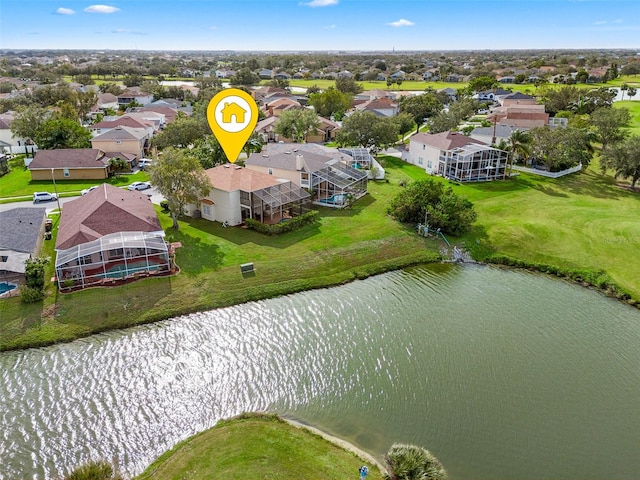 bird's eye view featuring a water view