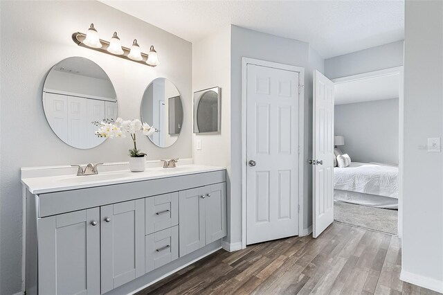 bathroom featuring wood-type flooring and vanity