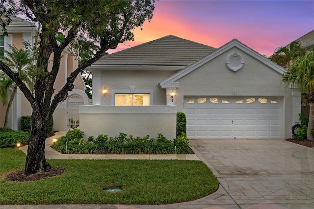 view of front of house with a garage