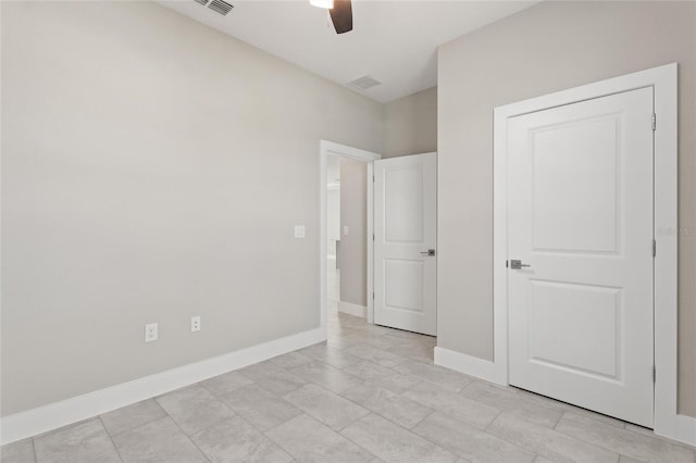 unfurnished bedroom with ceiling fan